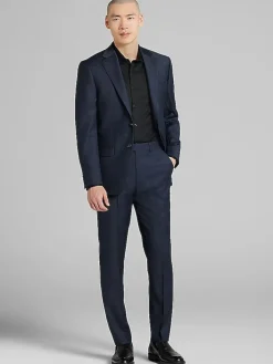 3-piece Suits|Suit Separates-Calvin Klein Slim Fit Wool Blend Suit Jacket Dark Blue Neat