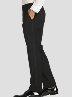Tuxedos|Big & Tall Tuxedos-Tommy Hilfiger Slim Fit Wool Blend Tuxedo Pants Formal Black
