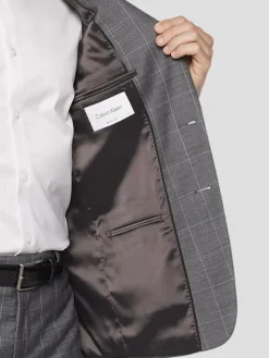 Suit Separates|3-piece Suits-Calvin Klein Slim Fit Wool Blend Windowpane Suit Jacket Med Gray Windowpane