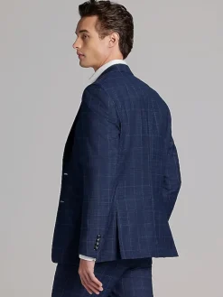 Suit Separates|3-piece Suits-Calvin Klein Slim Fit Wool Blend Windowpane Suit Jacket Navy Plaid