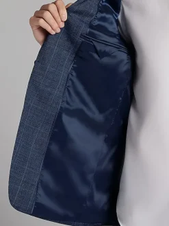 Suit Separates|3-piece Suits-Calvin Klein Slim Fit Wool Blend Windowpane Suit Jacket Navy Plaid