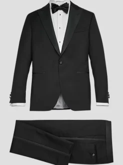 Tuxedos|Big & Tall Suits-BLACK by Vera Wang Slim FIt Wool Peak Lapel Tuxedo Jacket Black Formal