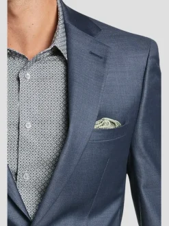 3-piece Suits|Suit Separates-Calvin Klein Slim Fit Wool Suit Jacket Blue Sharkskin