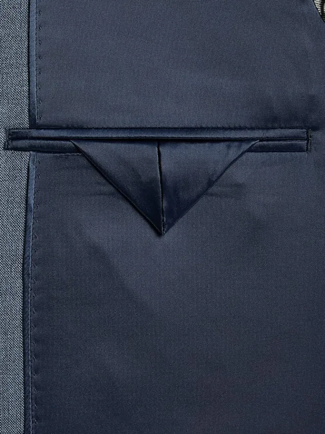 3-piece Suits|Suit Separates-Calvin Klein Slim Fit Wool Suit Jacket Blue Sharkskin