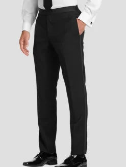 Tuxedos|Big & Tall Tuxedos-BLACK by Vera Wang Slim Fit Wool Tuxedo Pants Black Formal
