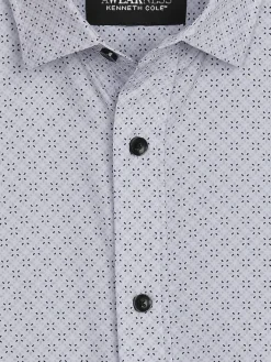 Button Up Shirts|Long Sleeve Button Up Shirts-Awearness Kenneth Cole Slim Fit Wrinkle-Resistant 4-Way Stretch Button Up Shirt White