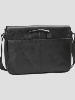 Travel & Luggage-Pronto Uomo Slim Leather Messenger Bag Black