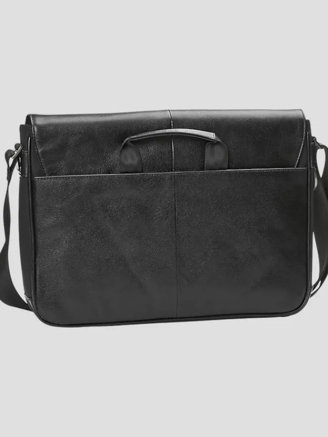 Travel & Luggage-Pronto Uomo Slim Leather Messenger Bag Black