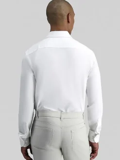 Solid Dress Shirts|Designer Dress Shirts-Haggar Smart Wash Slim Fit Solid Color Dress Shirt Black Solid