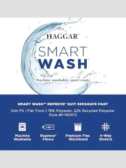 Suit Separates|Dress Pants-Haggar Smart Wash&reg; Repreve&reg; Slim Fit Flat Front Suit Pant Black Solid