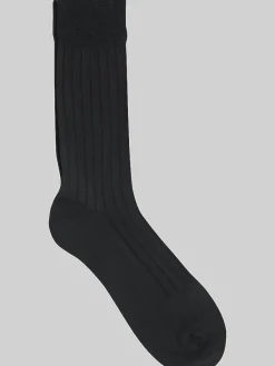 Formal Accessories|Socks-BLACK by Vera Wang Solid Mercerized Cotton Seamless Toe Dress Sock, 1-pair Black