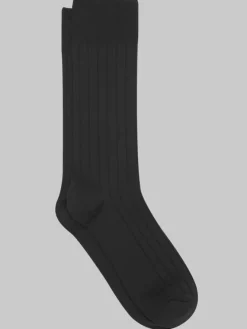 Socks-Egara Solid Ribbed Tux Socks, 1-pair Black