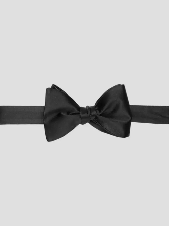 Formal Accessories|Bow Ties-Pronto Uomo Solid Silk Self-Tie Bow Tie Black