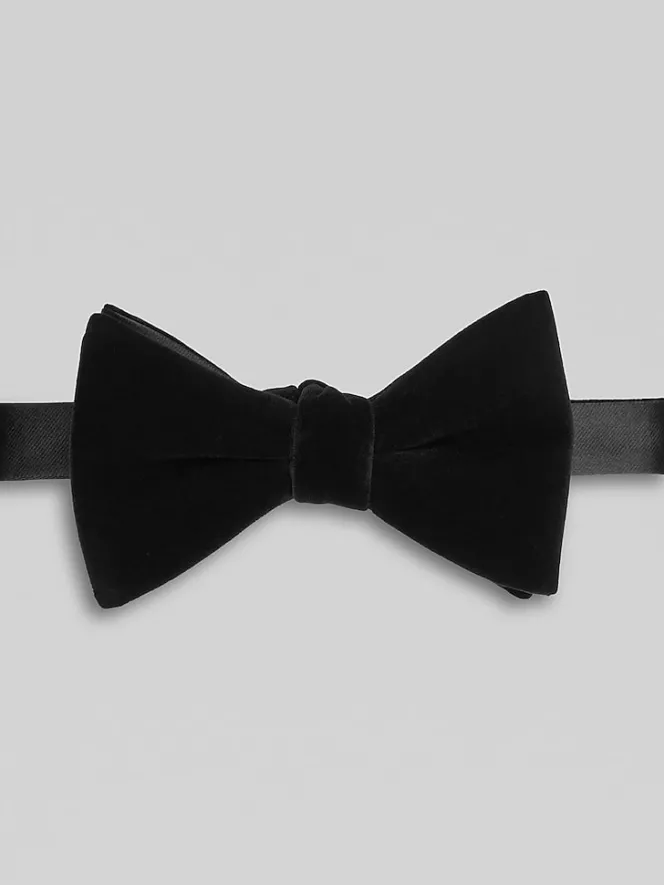 Formal Accessories|Bow Ties-Calvin Klein Solid Velvet Pre-Tied Bow Tie Black