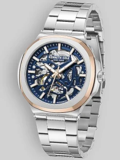 Watches-Kenneth Cole Stainless Steel Skeleton Watch Silver