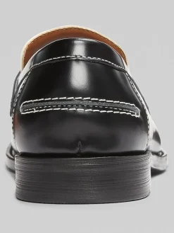 Loafers & Slip-ons|Dress & Formal Shoes-Steve Madden Nettuno 2-Tone Penny Loafers Black/White