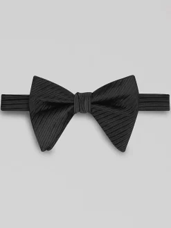 Formal Accessories|Bow Ties-Egara Stripe Teardrop Bow Tie Black