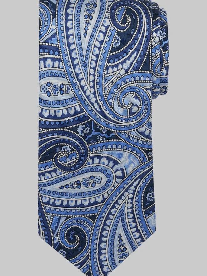 Ties-Pronto Uomo Super Paisley Silk Tie Blue