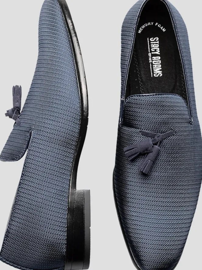 Loafers & Slip-ons|Dress & Formal Shoes-Stacy Adams Tazewell Tasseled Formal Loafers Navy