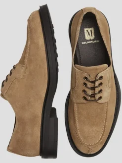Oxfords|Dress & Formal Shoes-Bruno Magli Teo Suede Moc Toe Oxfords Tan Suede