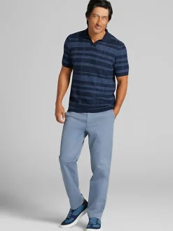 Sweaters|Casual Shop-Joseph Abboud Textured Plaid Stripe Johnny Polo Sweater Natural