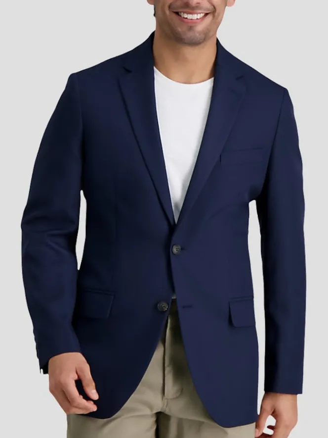 Big & Tall Sport Coats|Blazers-Haggar The Active Series™ Tailored Fit Stretch Blazer Black Solid