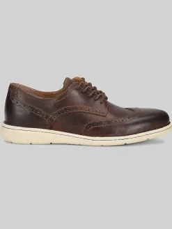 Oxfords|Casual Shoes-Born Shoes Tobias Wingtips Oxfords Dk Brown Pyramid