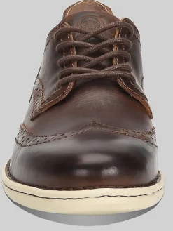 Oxfords|Casual Shoes-Born Shoes Tobias Wingtips Oxfords Dk Brown Pyramid