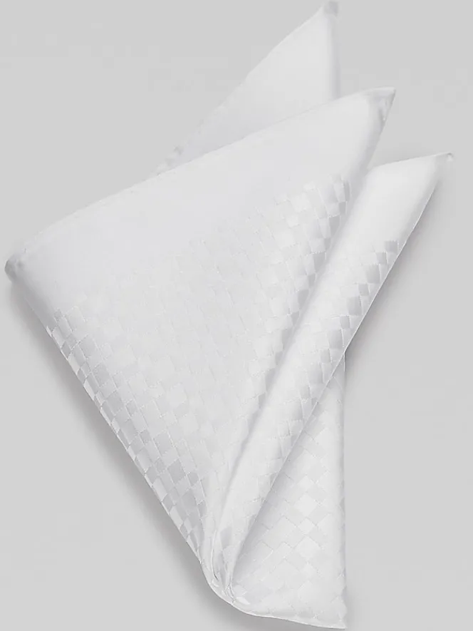 Formal Accessories|Pocket Squares-Joseph Abboud Tonal Checkerboard Pocket Square White