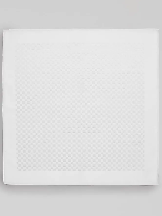 Formal Accessories|Pocket Squares-Joseph Abboud Tonal Checkerboard Pocket Square White