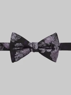 Bow Ties-Egara Tonal Floral Pre-Tied Bow Tie Gold
