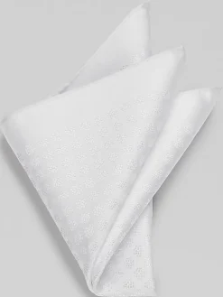 Formal Accessories|Pocket Squares-Joseph Abboud Tonal Medallion Pocket Square White