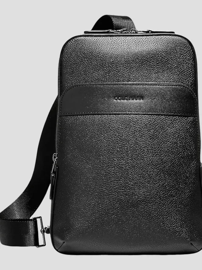 Travel & Luggage-Cole Haan Triboro Leather Sling Bag Black