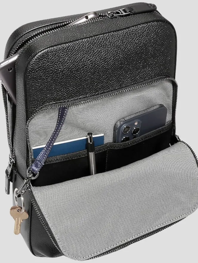 Travel & Luggage-Cole Haan Triboro Leather Sling Bag Black