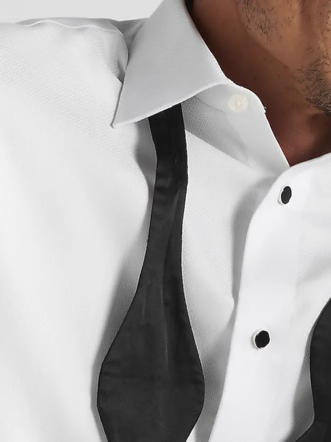 Dress Shirts|Big & Tall Dress Shirts-Joseph Abboud Tuxedo Formal Shirt Tuxedo White