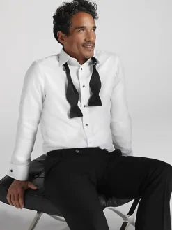 Dress Shirts|Big & Tall Dress Shirts-Joseph Abboud Tuxedo Formal Shirt Tuxedo White