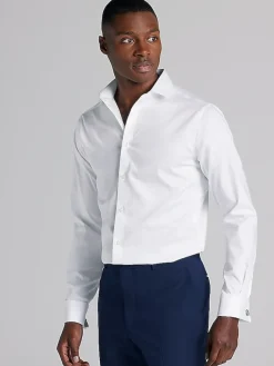 Solid Dress Shirts|Designer Dress Shirts-Awearness Kenneth Cole Ultimate Performance Slim Fit Spread Collar Dress Shirt Black Solid