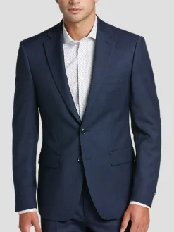 3-piece Suits|Suit Separates-Calvin Klein Wool Slim Fit Suit Jacket Blue Tic