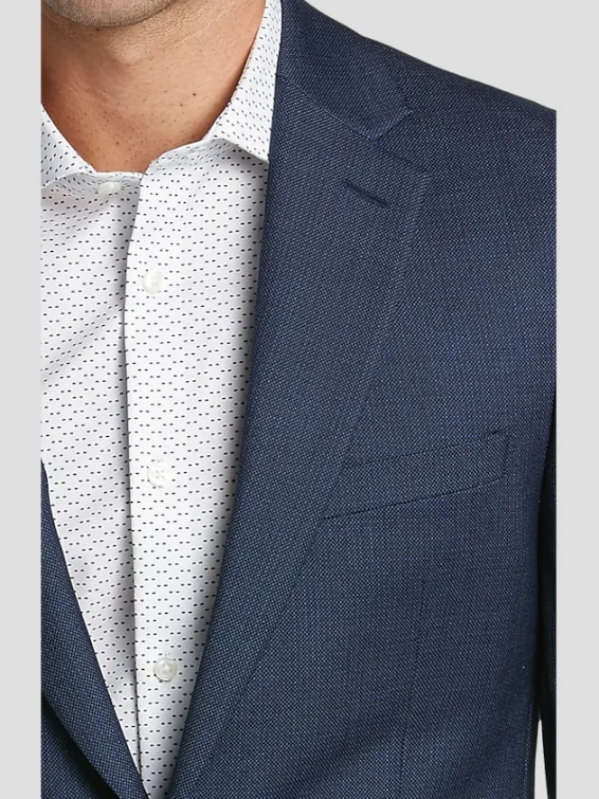 3-piece Suits|Suit Separates-Calvin Klein Wool Slim Fit Suit Jacket Blue Tic