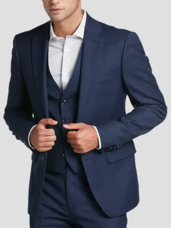 3-piece Suits|Suit Separates-Calvin Klein Wool Slim Fit Suit Jacket Blue Tic