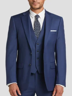 3-piece Suits|Suit Separates-Calvin Klein Wool Slim Fit Suit Jacket Blue