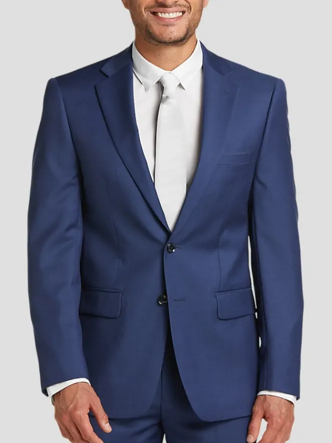 3-piece Suits|Suit Separates-Calvin Klein Wool Slim Fit Suit Jacket Blue