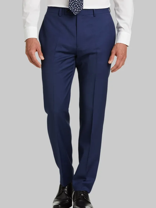 Dress Pants|3-piece Suits-Calvin Klein Wool Slim Fit Suit Pants Blue