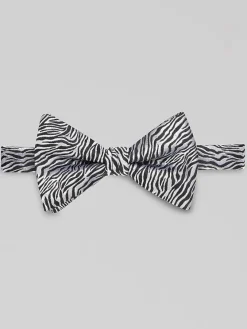 Bow Ties-Egara Zebra Print Pre-Tied Bow Tie Black/White