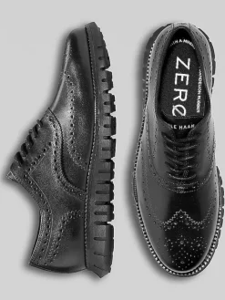 Oxfords|Sneakers-Cole Haan ZEROGRAND Remastered Wingtip Oxford Dress Sneakers Black/Black